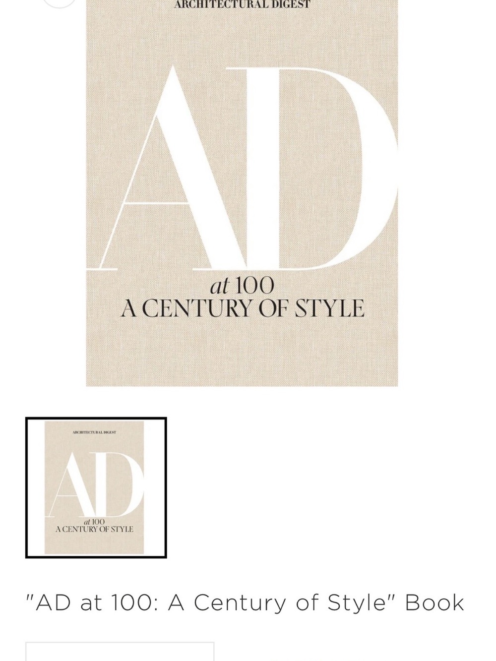'AD at 100: A Century of Style' Beige Cover Book